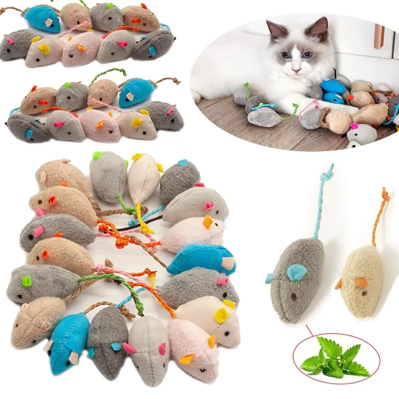 Catnip Interactive Plush Mouse - 5 buah mainan kucing berbentuk tikus